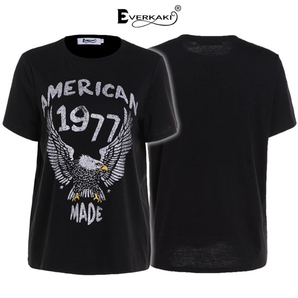 1977 Vintage Women’s Eagle Pattern RocknRoll Band Tee NEW - Picture 3 of 10